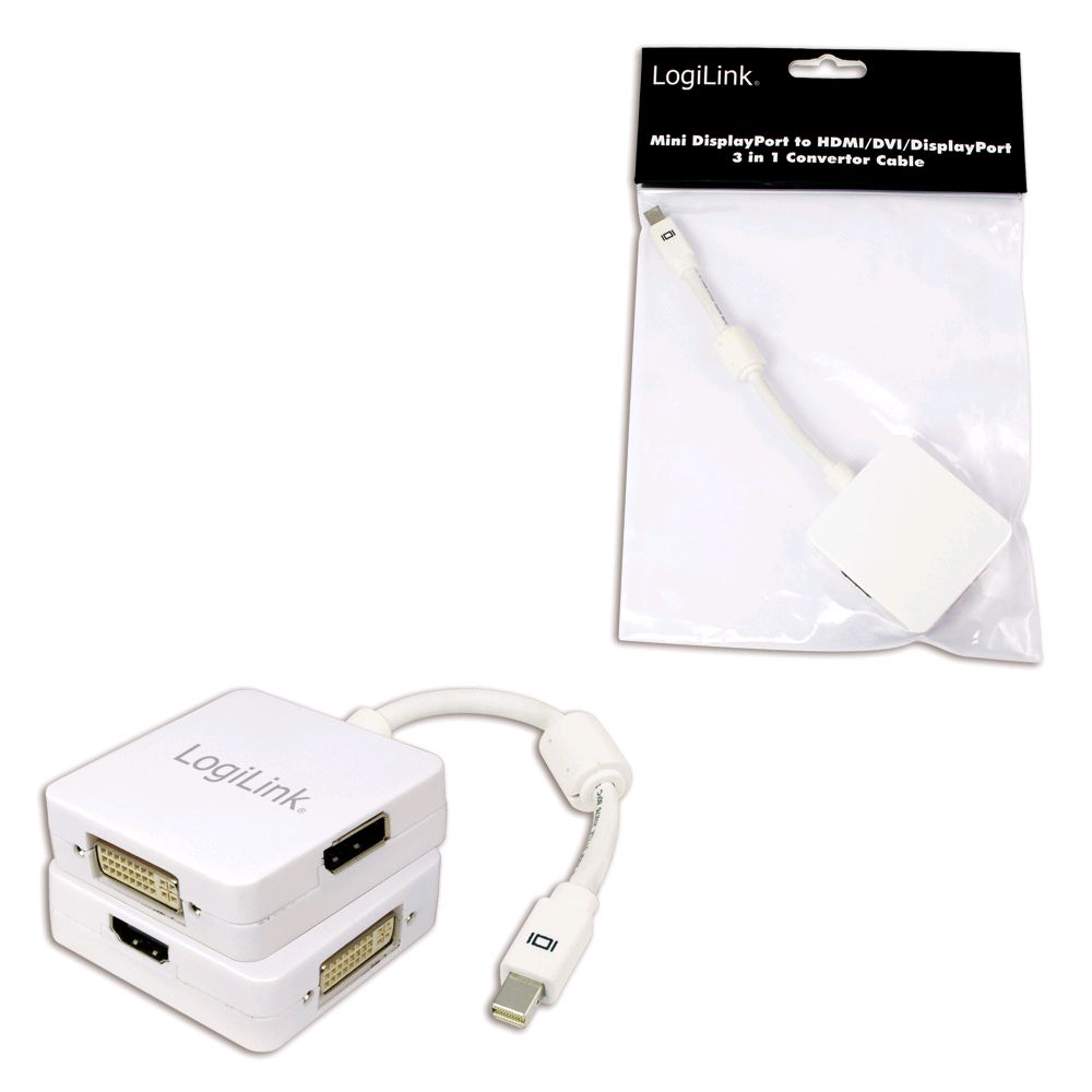 LogiLink Mini Displayport - HDMI/DVI/Displayport 3 az 1-ben konverter kábel  (CV0045)
