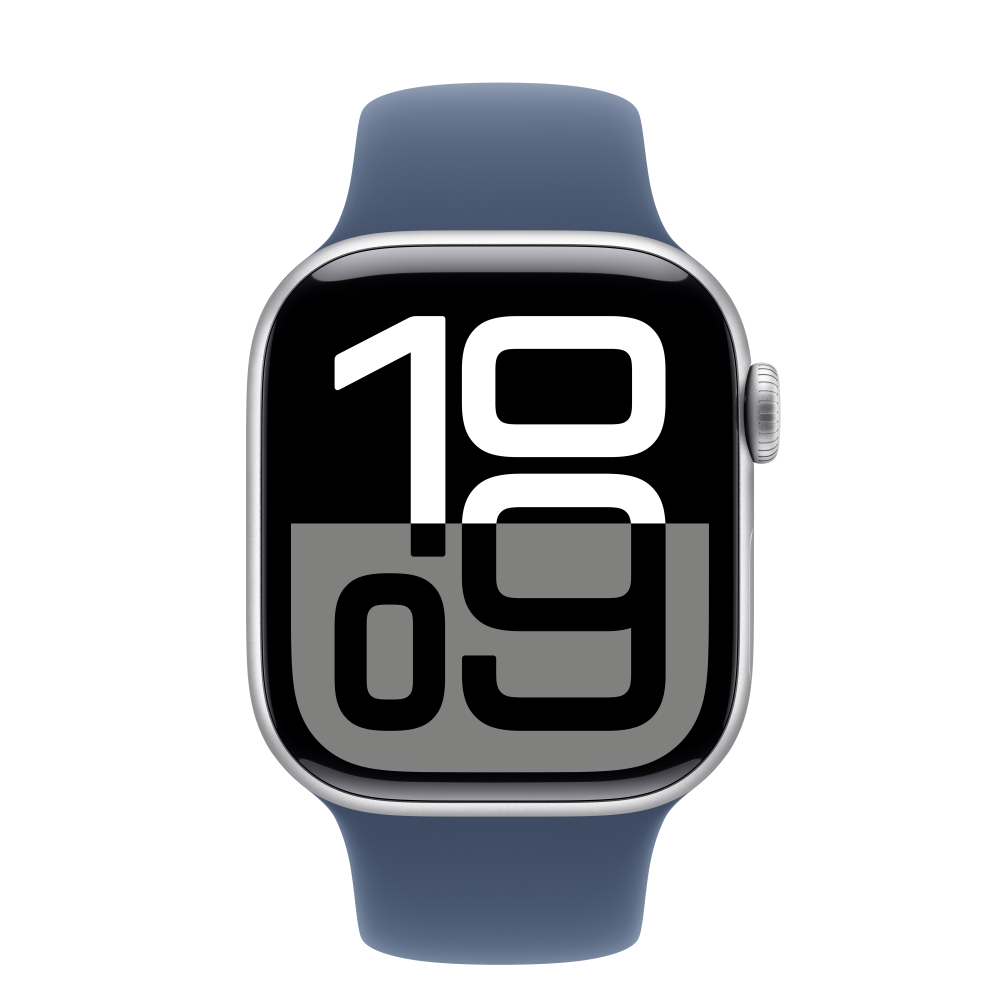 Apple Watch S10 Cellular 42mm ezüst alumíniumtok, kék sport M/L