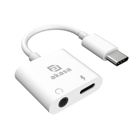 Akasa AK-CBCA30-08WH Type-C to 3.5mm fejhallgató csatlakozó és töltőadapter Akasa AK-CBCA30-08WH Type-C to 3.5mm fejhallgató csatlakozó és töltőadapter