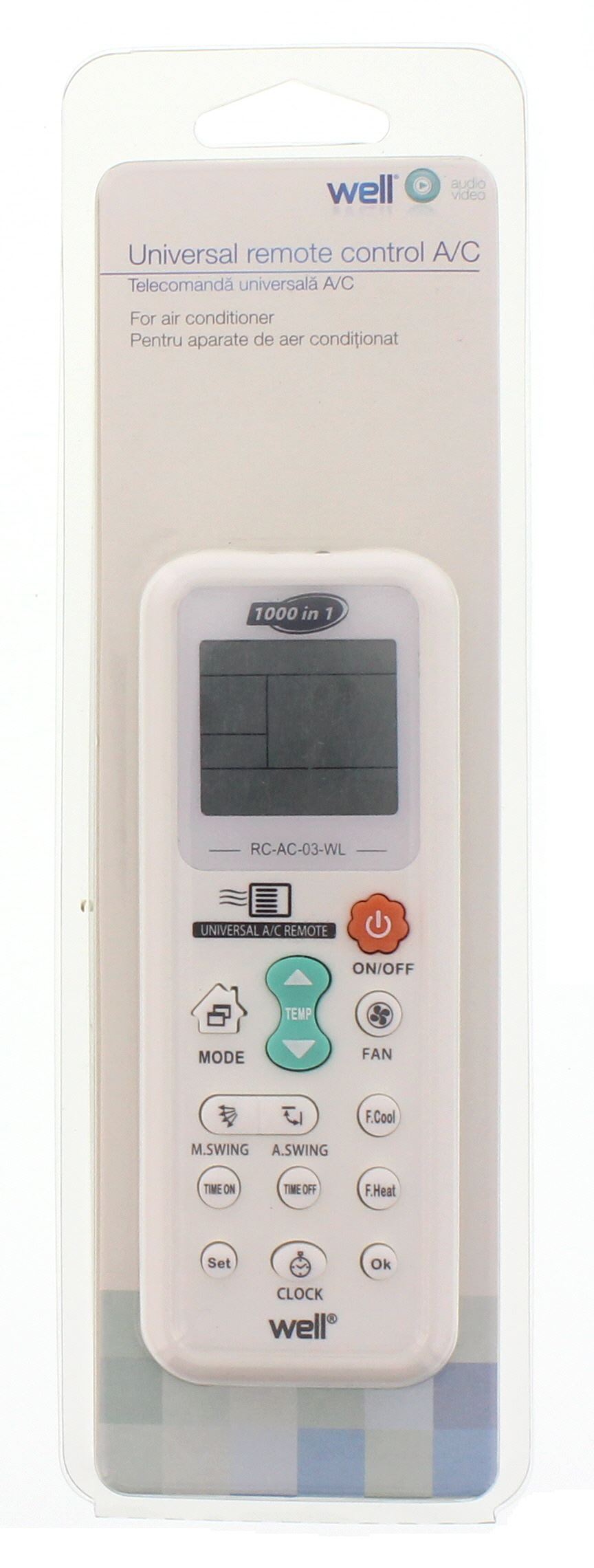 Well Univerzális légkondicionáló távirányító fehér (RC-AC-03-WL) Well Univerzális légkondicionáló távirányító fehér (RC-AC-03-WL)