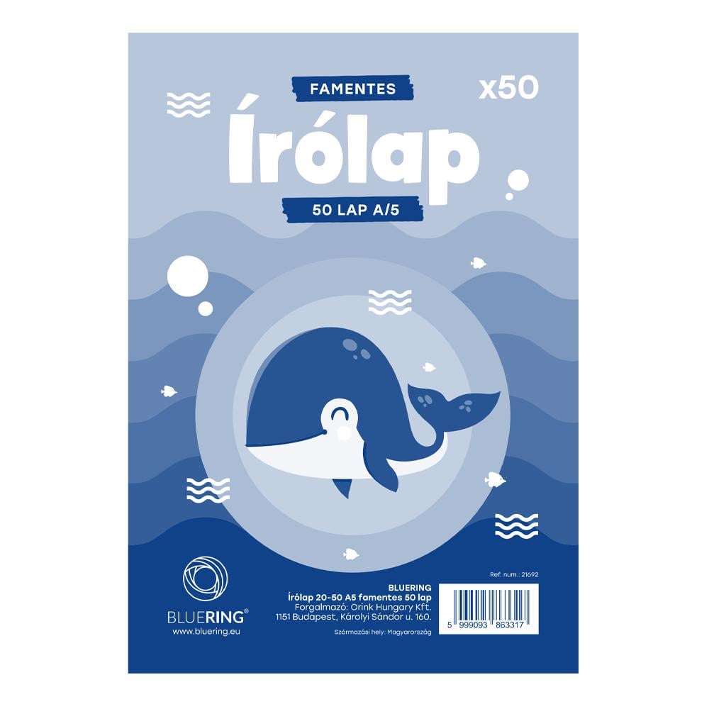 Bluering Írólap A5, 20-50 famentes 50lap
