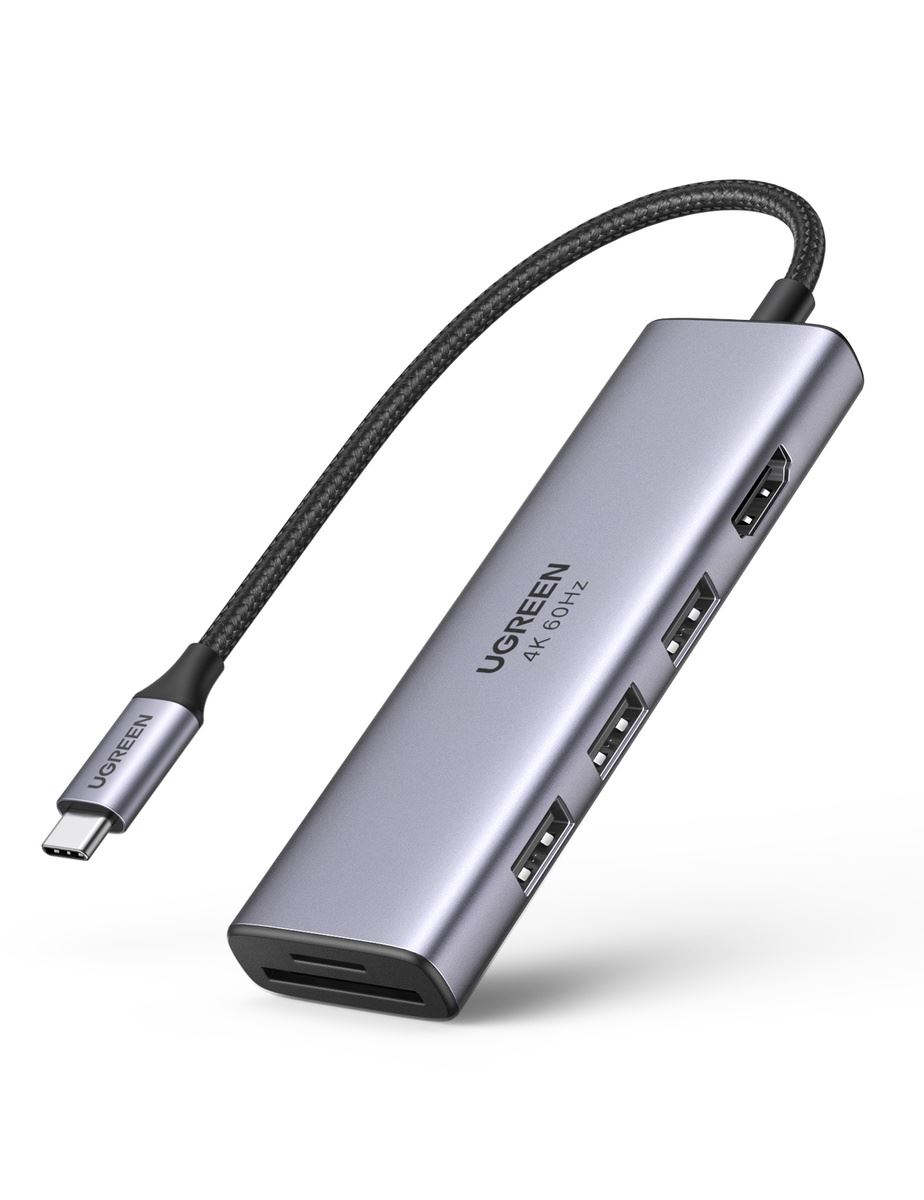 UGREEN CM511 5 az 1-ben adapter USB-C hub 3 porthoz USB3.0, HDMI, TF, SD, szürke (60383)