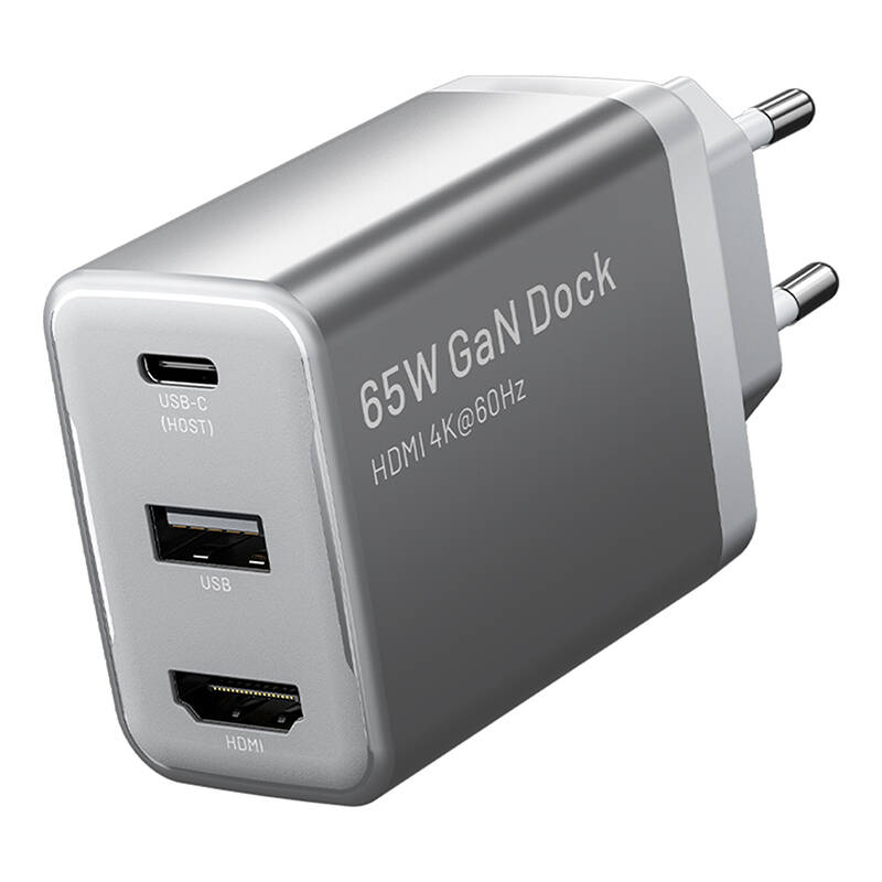 Vention FJAH0-EU USB(C+A)+HDMI GaN  60W/5W/4K@60Hz Hálózati töltő Szürke