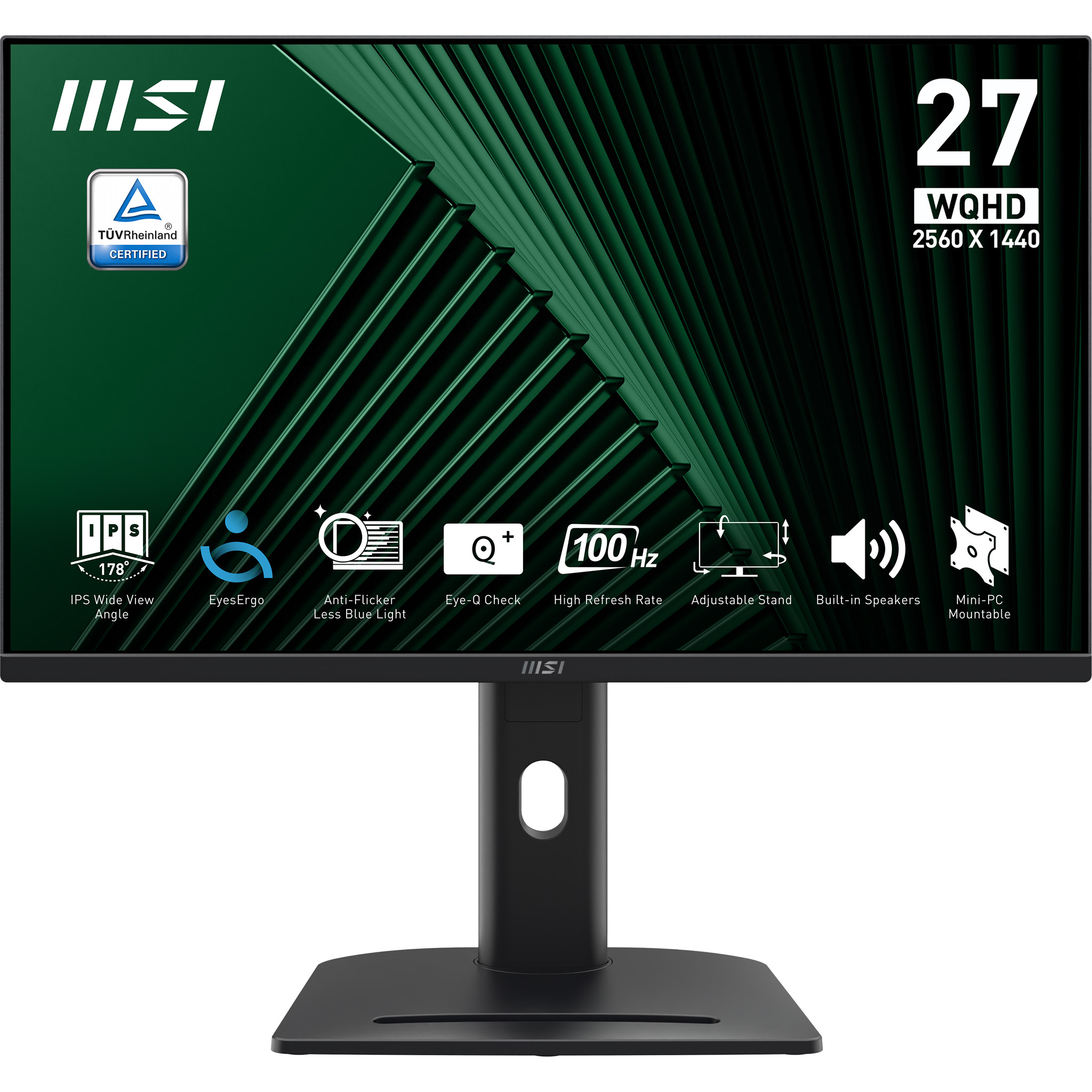 MSI 27" Business PRO MP275QPG Monitor - 2560x1440, QHD, LED, IPS, 100Hz, 1ms, Hangszóró, Fekete