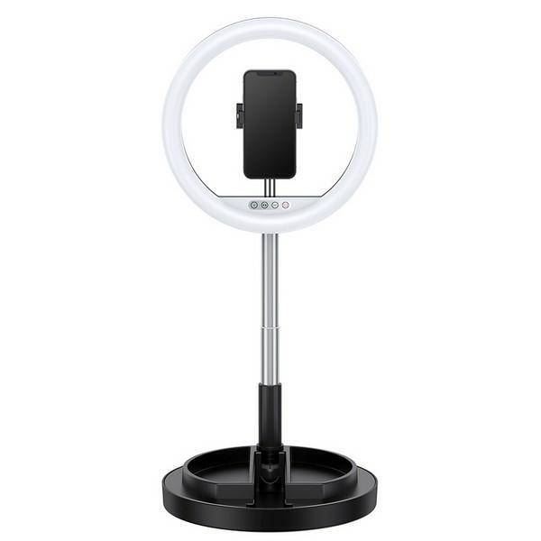 Usams ZB120ZJ01 LED körfény telefontartóval, állítható fényerővel és színhőmérséklettel fekete (1346293)