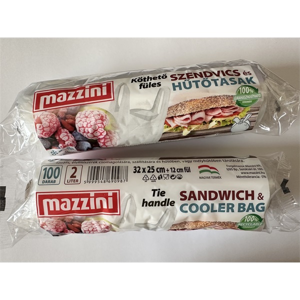 MAZZINI 105050 32x25cm köthető 2L 100db szendvics és hűtőtasak MAZZINI 105050 32x25cm köthető 2L 100db szendvics és hűtőtasak