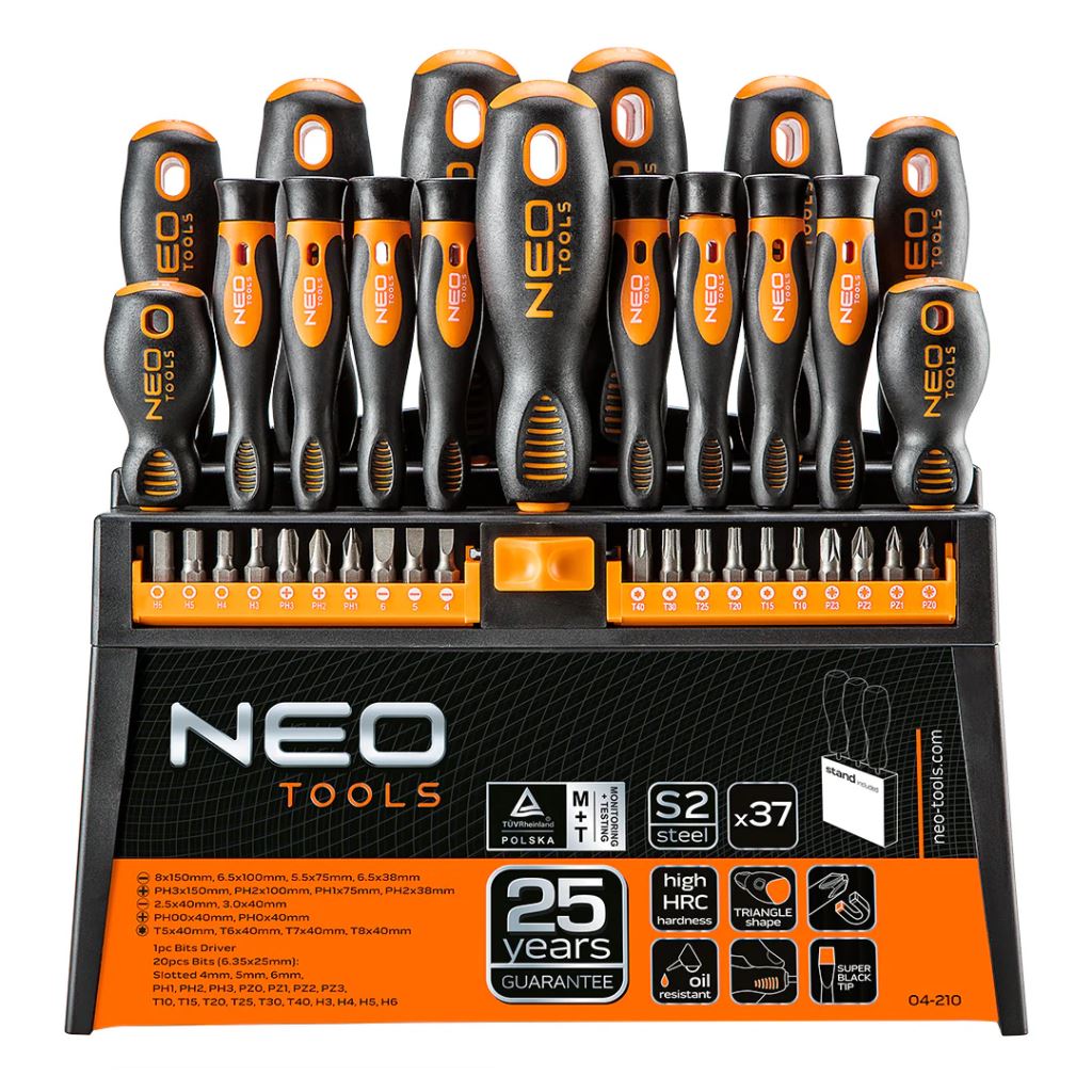 NEO Tools 04-210 csavarhúzó készlet + bitek 37db  