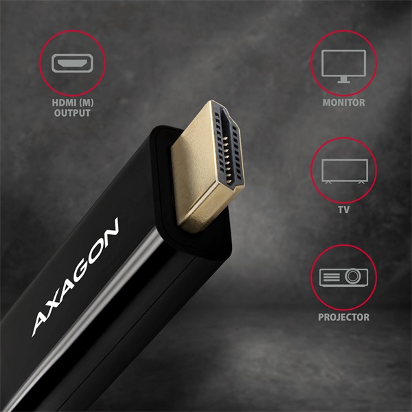 Axagon RVD-HI14C2 DisplayPort -> HDMI kábel 1.8m fekete Axagon RVD-HI14C2 DisplayPort -> HDMI kábel 1.8m fekete