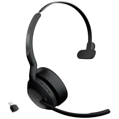 Jabra 25599-899-899 Evolve2 55 MS Telefon On Ear headset Bluetooth® Mono Fekete Noise Cancelling, mikrofon zajelnyomás Headset, Mono  