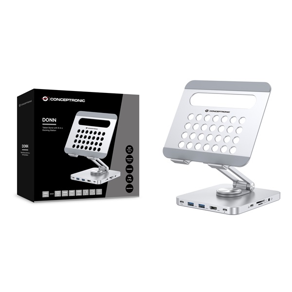 Conceptronic  DONN26G USB-C to HDMI/USB-C PD/USB 3.0/SD/TF  Tablet Dokkoló/tartó