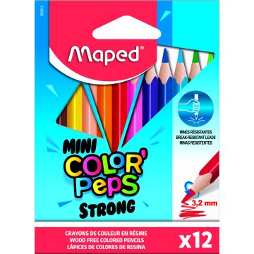 Színes ceruza készlet, háromszögletű, MAPED "Mini Color`Peps Strong", 12 különböző szín Színes ceruza készlet, háromszögletű, MAPED "Mini Color`Peps Strong", 12 különböző szín
