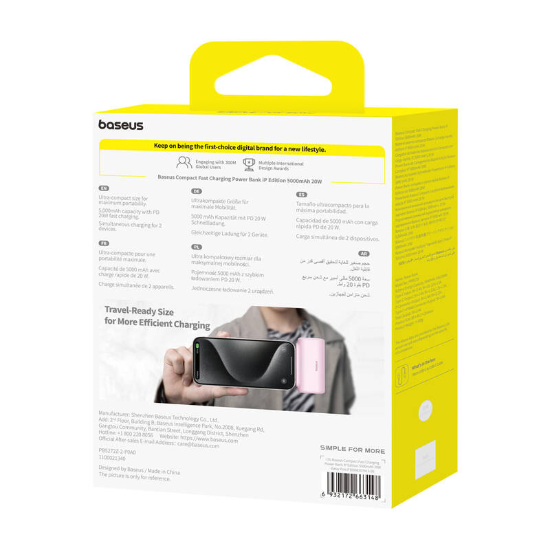 Baseus Compact 5000mAh  20W powerbank Rózsaszín 