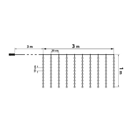 LED FÉNYFÜGGÖNY 3X1 M HIDEGFEHÉR