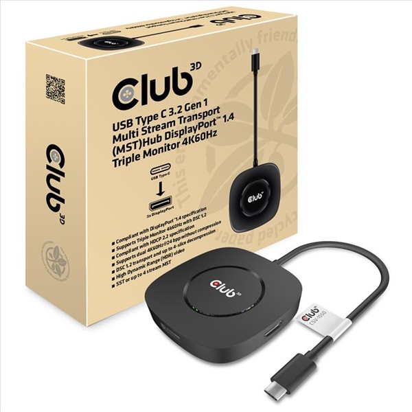 Club 3D   CSV-1550  3.2 USB-C Gen 1 to 3x Displayport  Alternate Mode  4K60Hz  HDR  MST Hub