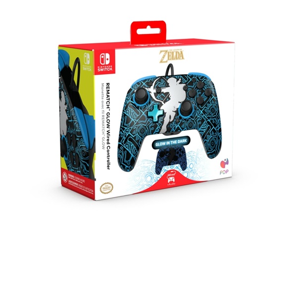 PDP Nintendo Switch/OLED Rematch Zelda Sheikah Shoot Glow In The Dark vezetékes kontroller