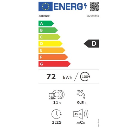 Gorenje GV561D10 beépíthető mosogatógép