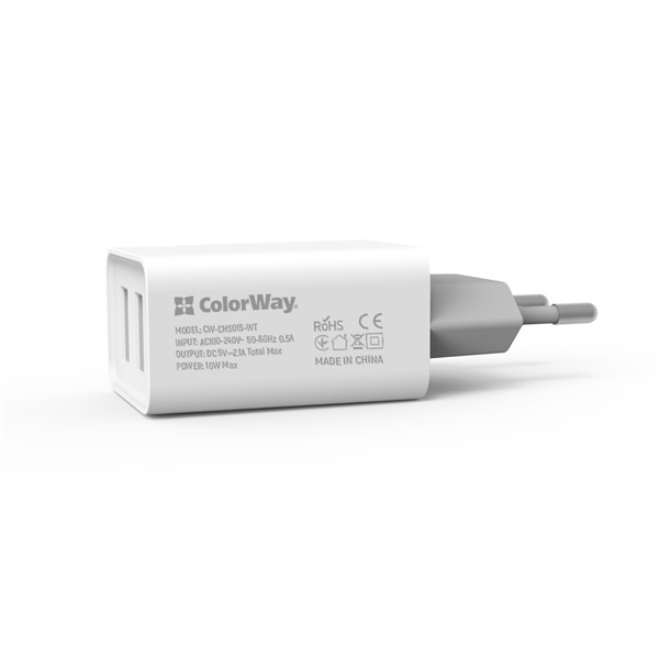 COLORWAY   CW-CHS015-WT USB töltő adapter  2USB AUTO ID 2.1A (10W) Fehér