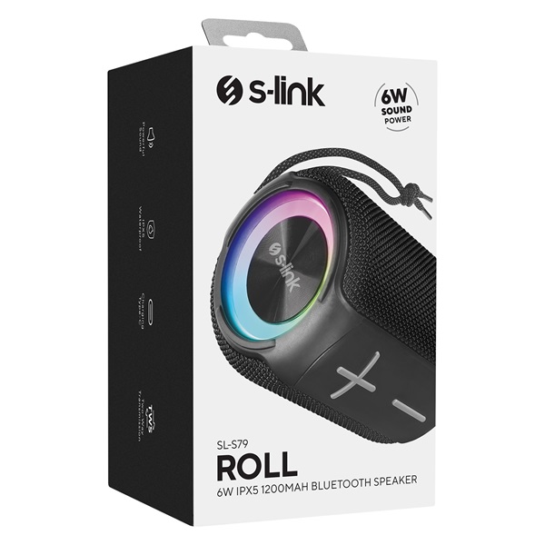 S-Link Bluetooth Hangszóró - SL-S79 ROLL (RGB, 6W, 1200mah, hangerőszabályzó, IPX5, USB) S-Link Bluetooth Hangszóró - SL-S79 ROLL (RGB, 6W, 1200mah, hangerőszabályzó, IPX5, USB)