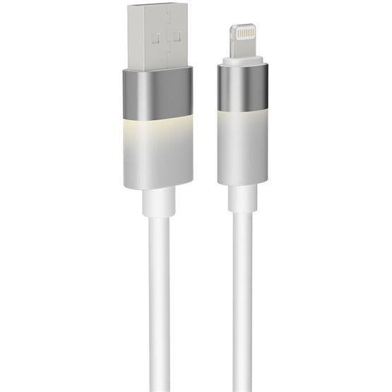KAB AVAX CB310 GLOWY USB-A - Lightning töltőkábel, fehér - 1m