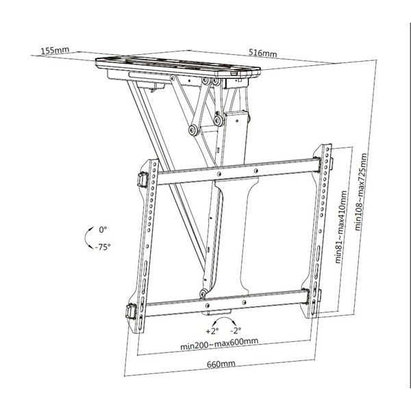 Equip  650321  32"-70"  motoros dönthető  Max.: 35kg TV Mennyezeti konzol Fekete 