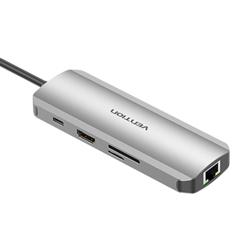 USB-C Docking Station to HDMI, 3x USB3.0, RJ45, SD, TF, PD 0.15m Vention TOKHB (gray) USB-C Docking Station to HDMI, 3x USB3.0, RJ45, SD, TF, PD 0.15m Vention TOKHB (gray)