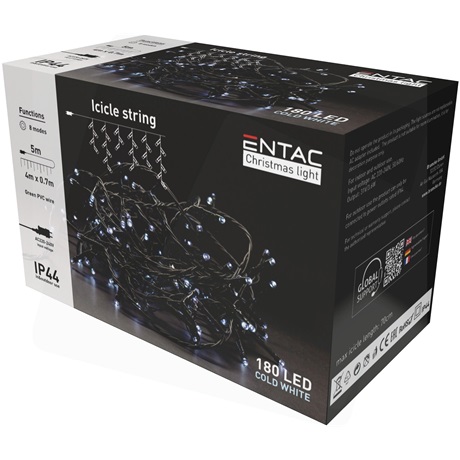 Entac ECL-I180CW KARÁCSONYI FÜZÉR IP44 JÉGCSAPFÜZÉR 180 LED