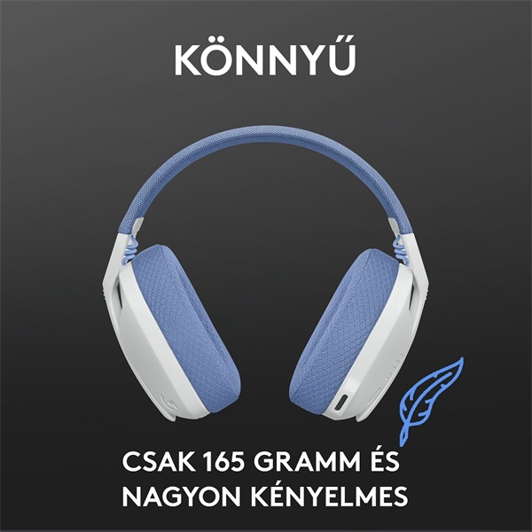 Logitech G435 LIGHTSPEED vezeték nélküli Gaming headset fehér (981-001074)