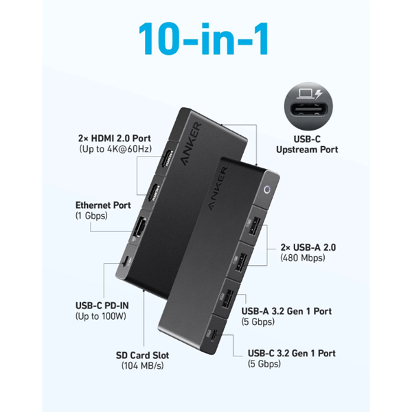 ANKER USB HUB 364 10-in-1 ANKER USB HUB 364 10-in-1