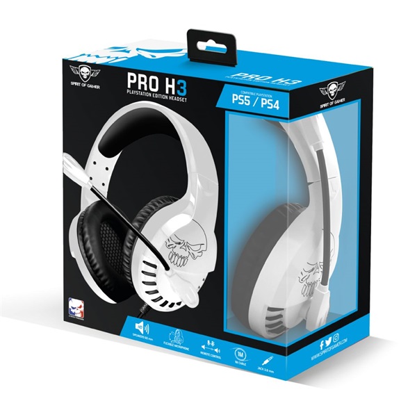 Spirit of Gamer PRO-H3 mikrofonos fejhallgató fehér-fekete (MIC-PH3PS5)