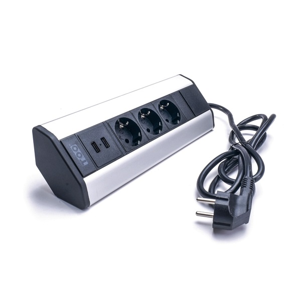 TOO VPS-315-3S IP20, 3x 2P+F, 2x USB-A, ezüst asztalra rögzíthető elosztó TOO VPS-315-3S IP20, 3x 2P+F, 2x USB-A, ezüst asztalra rögzíthető elosztó