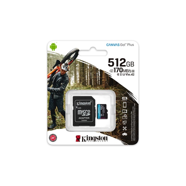 512GB microSDXC Kingston Canvas Go! Plus UHS-I U3 V30 A2 + adapter (SDCG3/512GB)