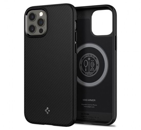 Spigen Mag Armor Apple iPhone 12/12 Pro MagSafe tok matt fekete (ACS01865) Spigen Mag Armor Apple iPhone 12/12 Pro MagSafe tok matt fekete (ACS01865)