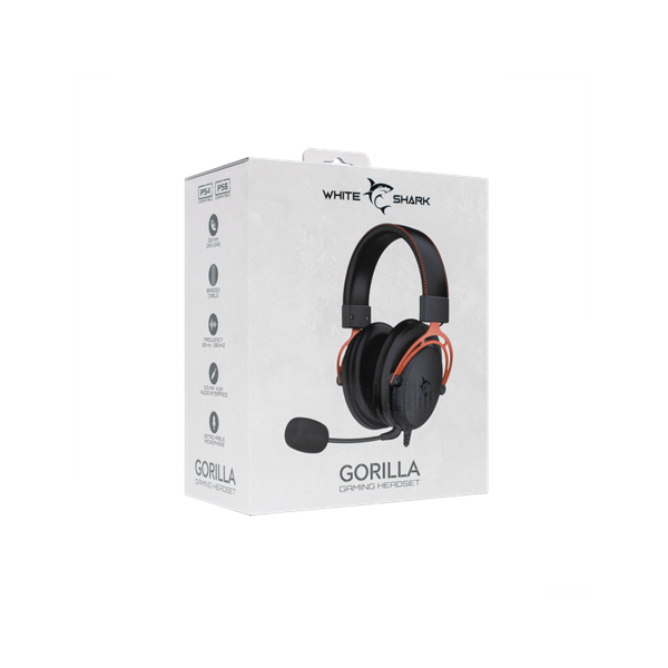 White Shark GORILLA-B/R, GH-2341-B/R gamer fejhallgató fekete/piros 