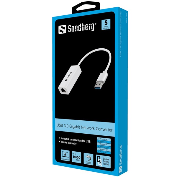 SANDBERG USB-adapter USB3.0 Gigabit Network Adapter SANDBERG USB-adapter USB3.0 Gigabit Network Adapter