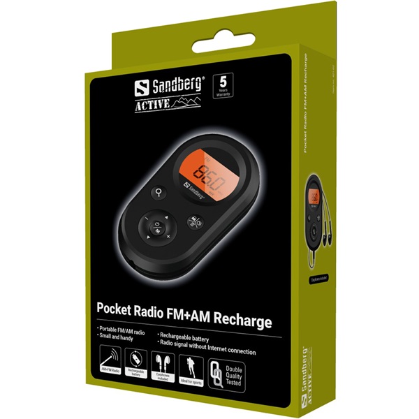 Sandberg Pocket Radio FM+AM Recharge Rádió 