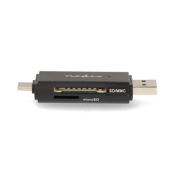 Nedis CRDRU3110BK USB3.2 Gen1 - USBC kártyaolvasó microSD (TF) / microSDHC (TF) / microSDXC (TF) / SD / SDHC / SDXC