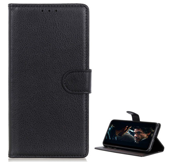 Tok álló, bőr hatású (FLIP, oldalra nyíló, asztali tartó funkció, prémium) FEKETE [Samsung Galaxy S20 5G (SM-G981U)]