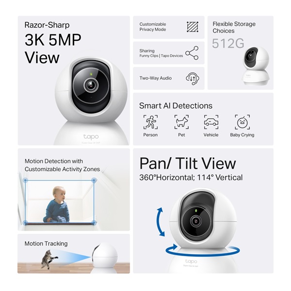 TP-Link Tapo C230 Pan/Tilt AI Home Security Wi-Fi kamera