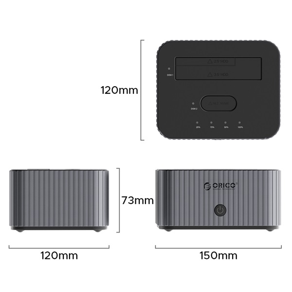 Orico    IT28E-C-EU  M.2 NVMe + 2,5"/3,5" HDD -> USB-A/C M.2 SSD/HDD Dokkoló Szürke 