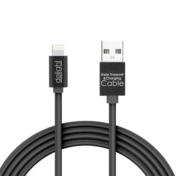 Delight iPhone Lightning adatkábel LED fénnyel 1m, fekete (55442I-BK)