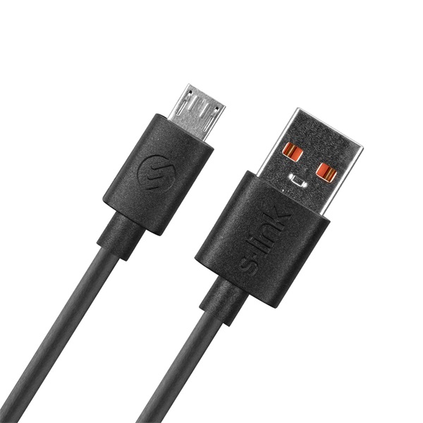 S-Link  AND-KC19S  2.4A Micro USB 100cm adat+töltőkábel Fekete)