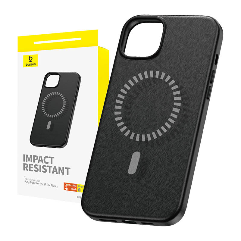 Magnetic Phone Case for iPhone 15 Plus Baseus Fauxther Series (Black) Magnetic Phone Case for iPhone 15 Plus Baseus Fauxther Series (Black)