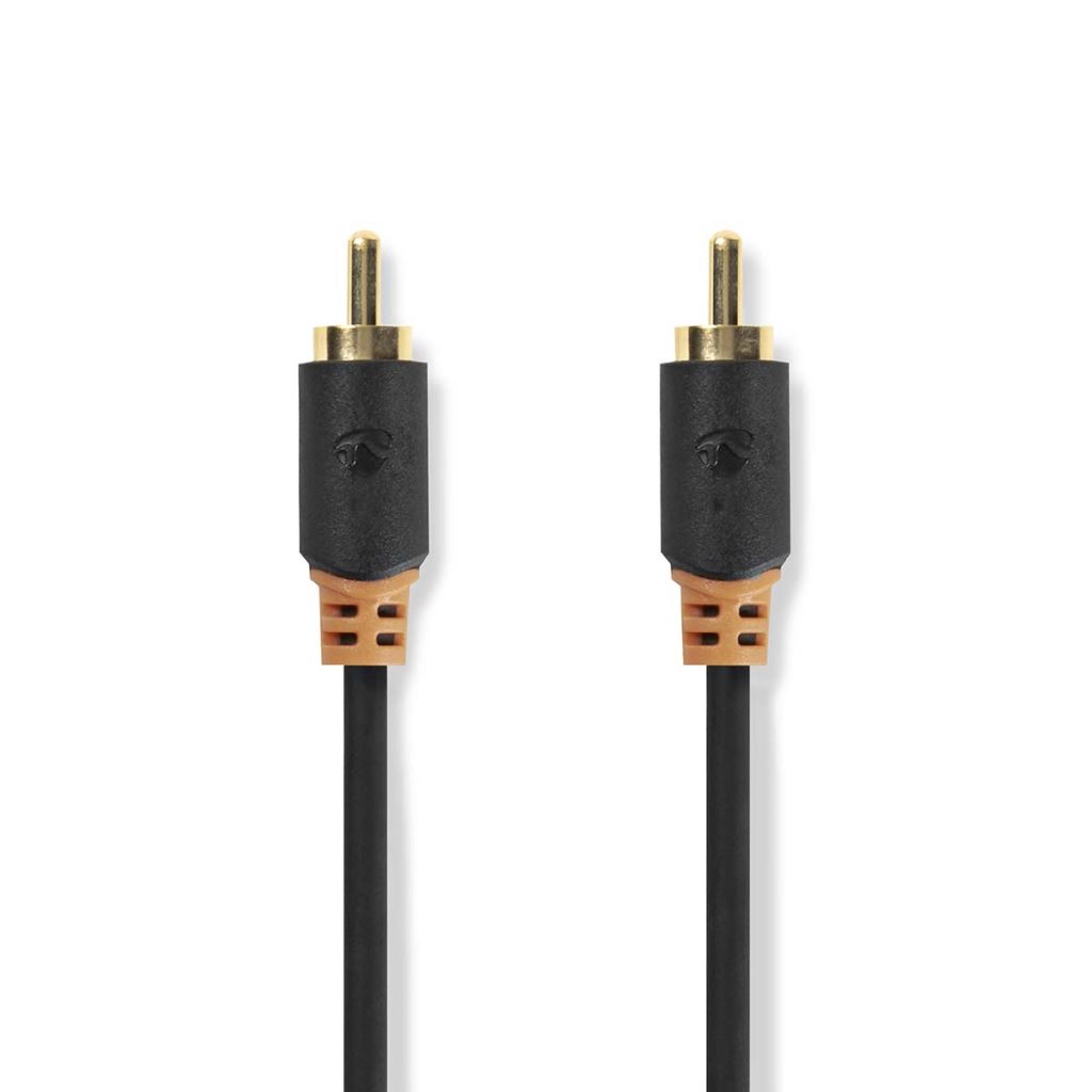Nedis RCA Dugasz x2, aranyozott, PVC, antracit, digitális audio kábel, 2m (CABW24170AT20)