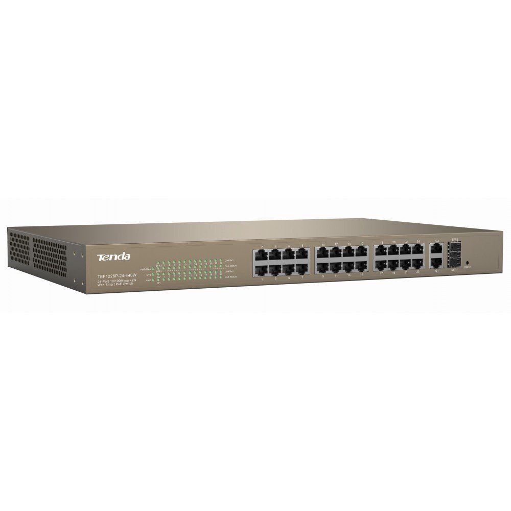 Tenda 10/100Mbps 16 portos Smart PoE switch  (TEF1226P-24-440W)
