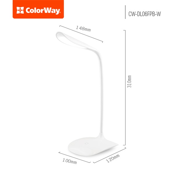 COLORWAY CW-DL06FPB-W Asztali LED lámpa beépített akkumulátor  Fehér 