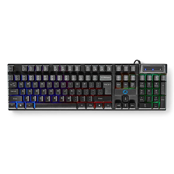 Nedis GCK51110BKUS gamer 5 az 1-ben készlet Angol Billentyűzet + Headset + Egér + Egérpad és adapter kábel, QWERTY