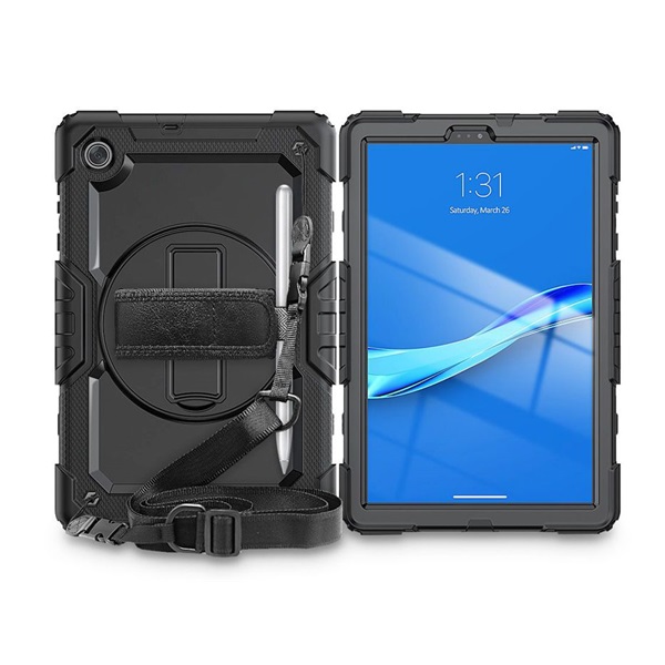 Haffner Solid Lenovo Tab M10 Plus 360 fokos védelem ütésálló védőtok 4H kijelzővédő üveggel (FN0279)