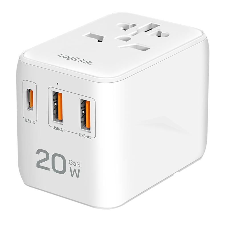 LogiLink Univerzális utazó tápegység, 20 W (PD), 4x csatlakozók, tűzálló, fehér (PA0356) LogiLink Univerzális utazó tápegység, 20 W (PD), 4x csatlakozók, tűzálló, fehér (PA0356)