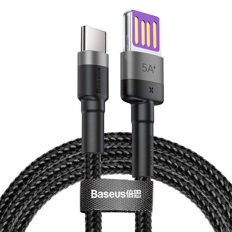Baseus Cafule USB-A - USB-C kábel QC 3.0 1m fekete-szürke (CATKLF-PG1) Baseus Cafule USB-A - USB-C kábel QC 3.0 1m fekete-szürke (CATKLF-PG1)