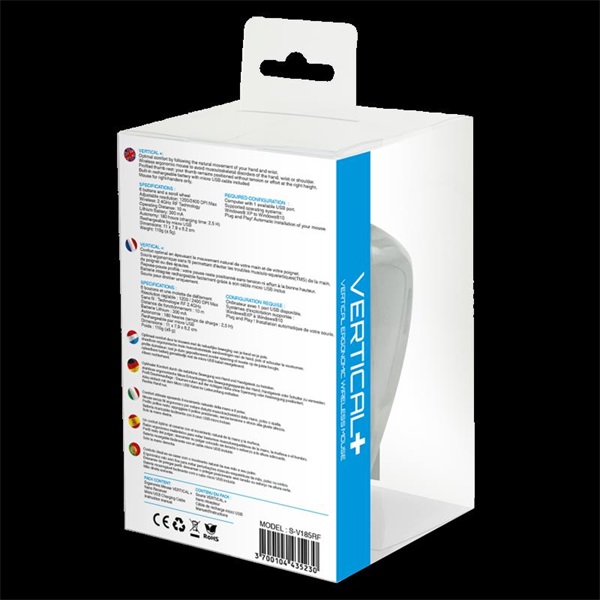 Advance  VERTICAL PLUS MOUSE 2400 DPI Egér vezeték nélküli  fekete 